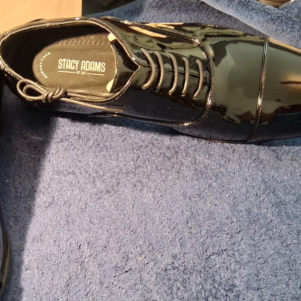 Stacy Adams Men's Black Patent Leather Tuxedo Cap Toe Oxford Wedding Shoes